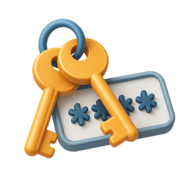 Stylish 3D Security Icon Featuring Keys and Password Field