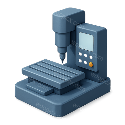 Stylized 3D CNC Machine Icon with Isometric View