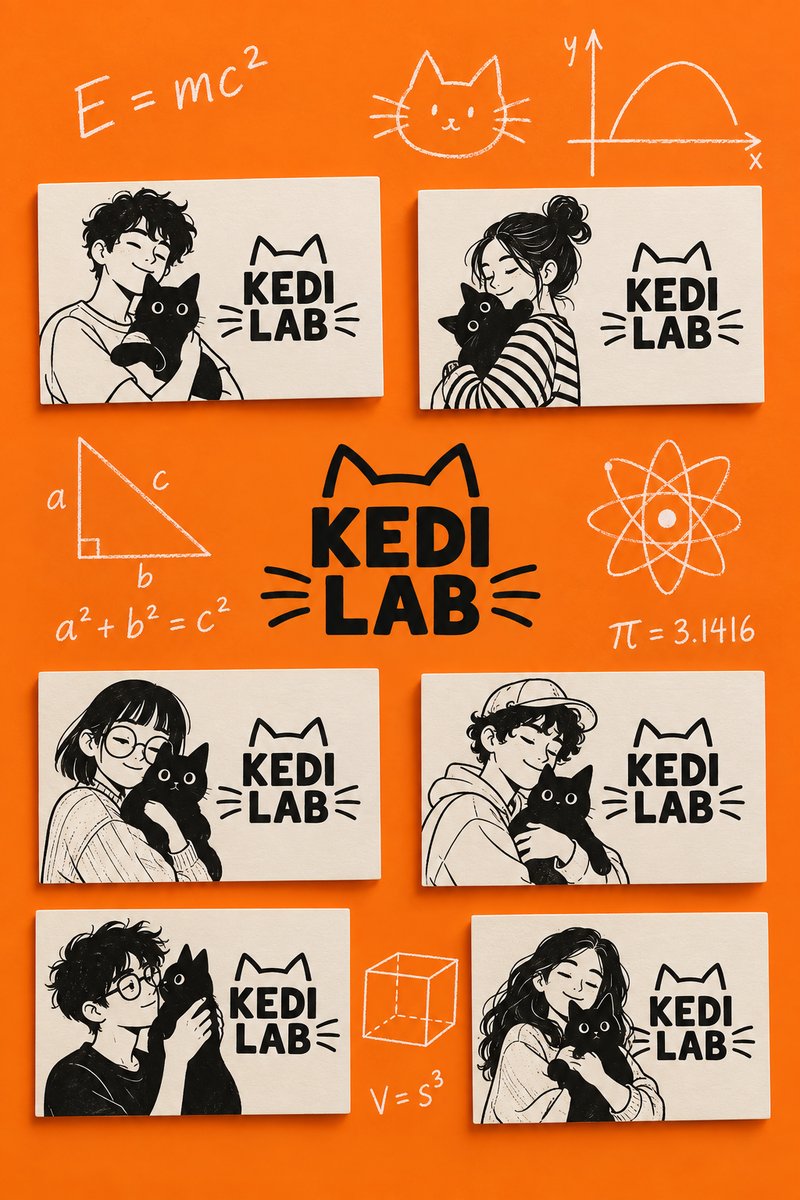 Bright orange cat business cards