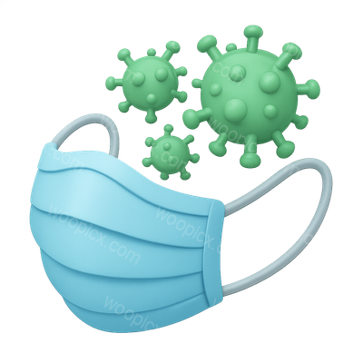 Illustration of a Face Mask with Virus Icons