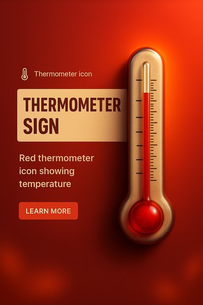Illustrative Thermometer Icon on Vibrant Background