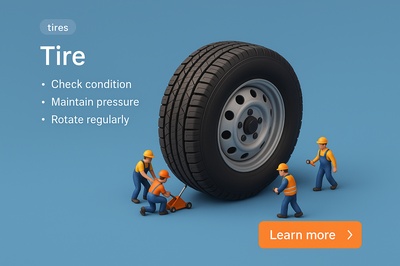 Detailed 3D Scene of Tire Maintenance with Miniature Characters