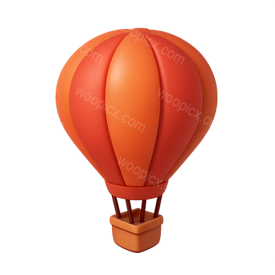 Vibrant 3D Hot Air Balloon Icon with Isometric Feel