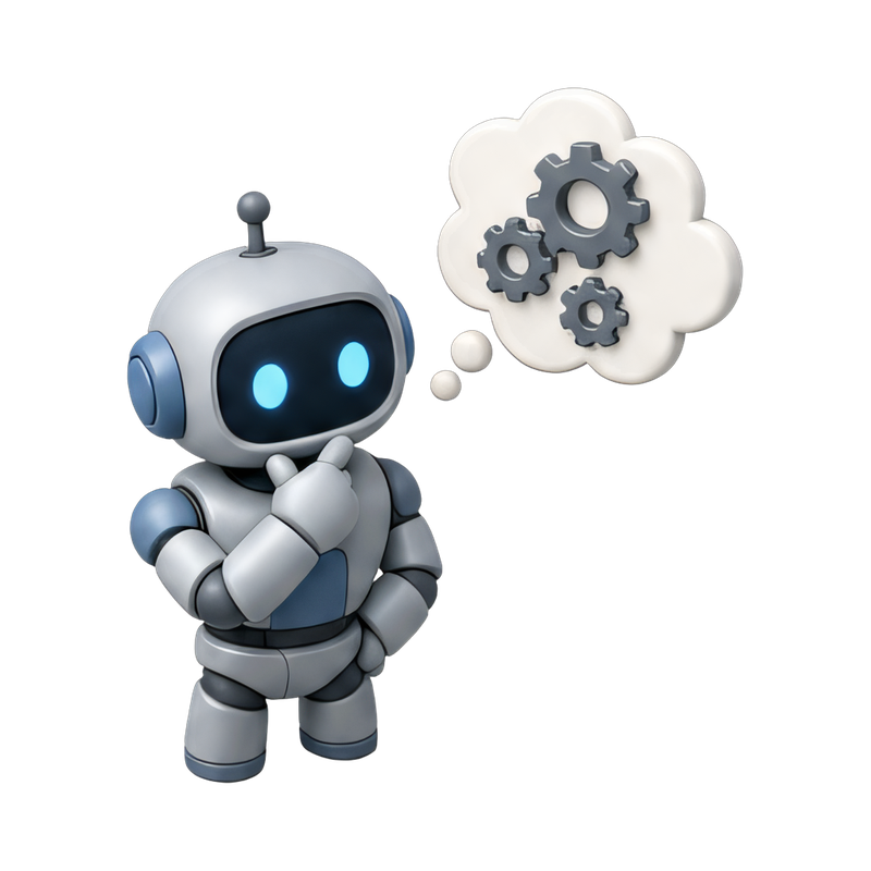 robot contemplating ideas