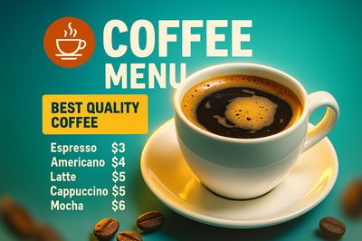 Dynamic Coffee Menu Display with Prices and Quality Highlights