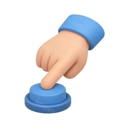 3D Hand Icon Pressing Down on Button