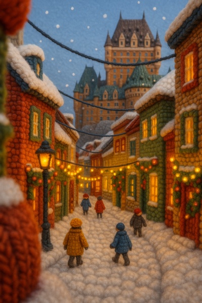Charming Winter Scene in Wooly Old Quebec