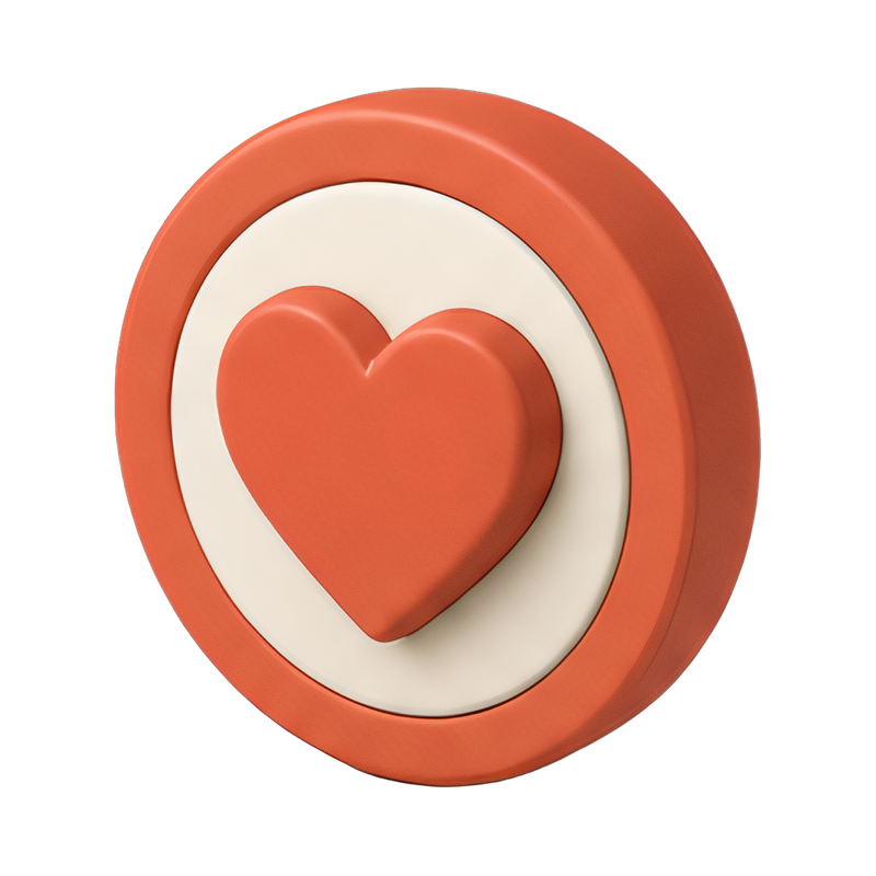 large heart-shaped button