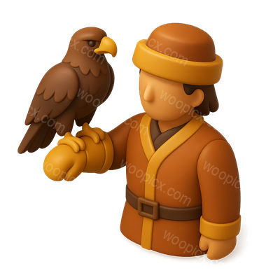 Stylized Character with Hawk Figurine