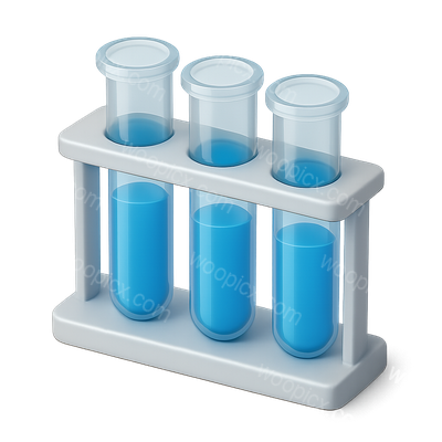 Stylish 3D Test Tubes Icon with Blue Liquid