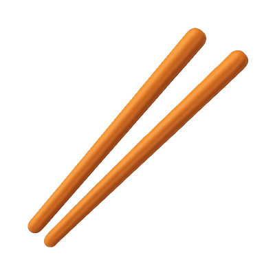 Stylized Orange Chopsticks on Transparent Background