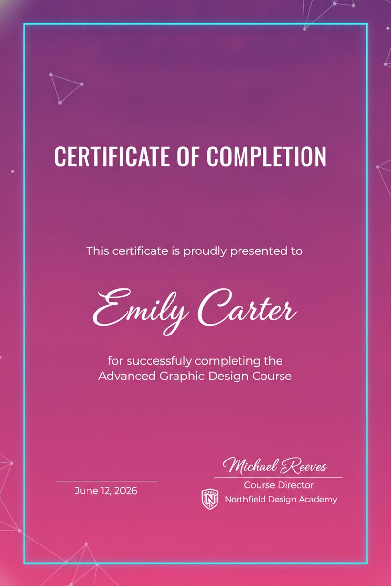 Elegant certificate of completion design