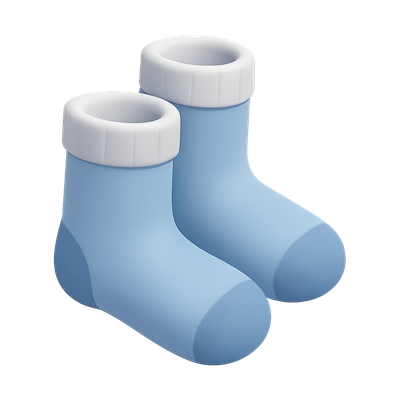 Stylish 3D Icon of Two Blue Socks with Isometric View