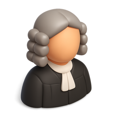 3D Judge Icon with Isometric Design and Transparent Background