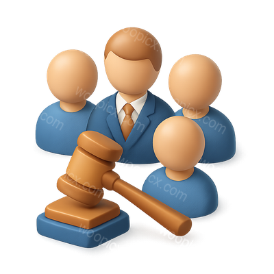 3D Privy Council Icon with Advisors and Gavel