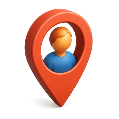 3D Location Marker Icon with Person Inside