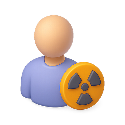 Minimalist Emoji Style Character with Radiation Symbol