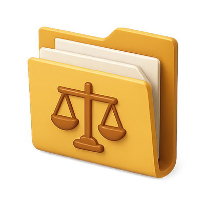 Legal Document Folder Icon Featuring Scales of Justice