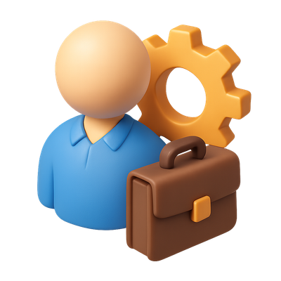 Stylized Business Gear Icon in 3D Design