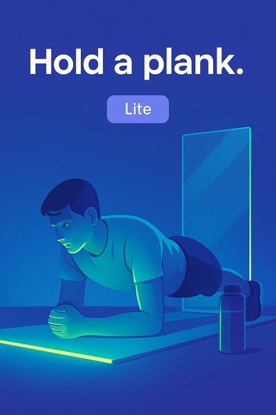 Plank Exercise in Neon Shadow Composition