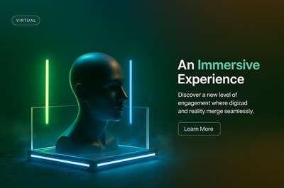 Neon 3D Scene with Immersive Experience Theme