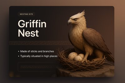 Griffin Nest 3D Illustration with Informative Overlay