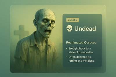 Bright 3D Illustration of an Undead Zombie with Informative Blocks