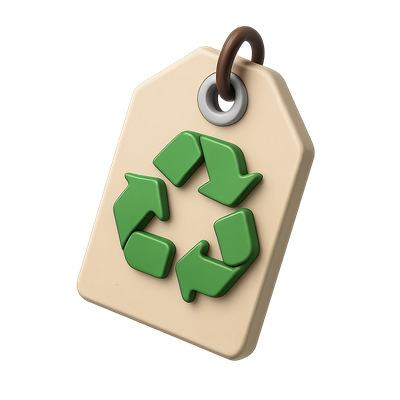 3D Recycling Icon with Tag and Arrows