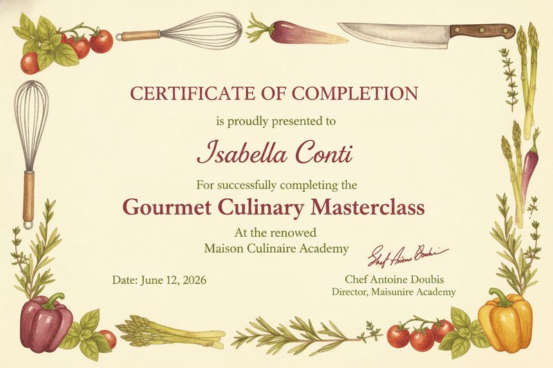 Gourmet Culinary Masterclass Certificate