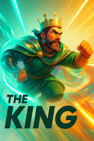Dramatic Neon King Illustration with Dynamic Angles