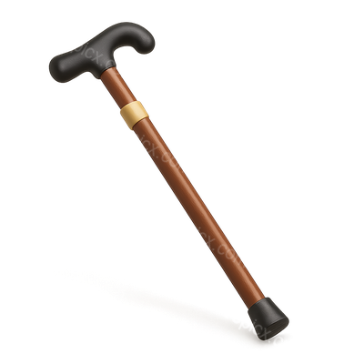 Elegant Wooden Walking Cane with Gold Accent