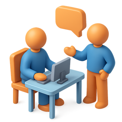 3D Conversation Icon Featuring Two People Communicating