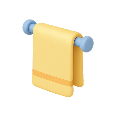 Stylized Yellow Towel Hanging on a Holder