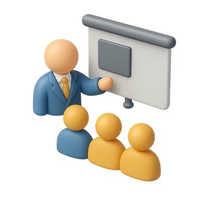 3D Conference Icon with Presenter and Audience in Isometric View