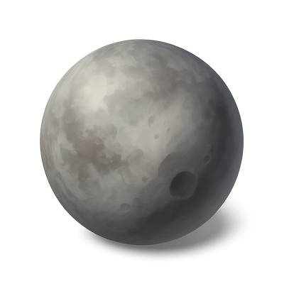 Realistic 3D Moon Icon with Shadow