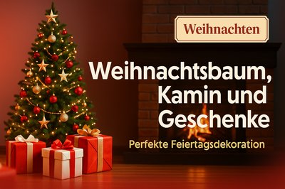 Festive Christmas Atmosphere with Tree and Gifts
