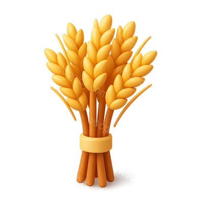 3D Flax Icon with Isometric Design and Volumetric Feel