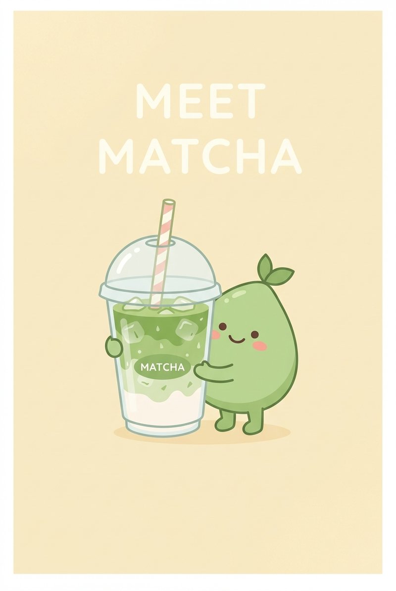 playful matcha mascot illustration