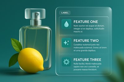 Elegant Perfume Bottle with Lemon and Leaf Design