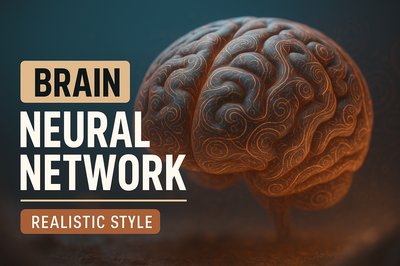 Realistic 3D Brain Illustration Representing Neural Networks