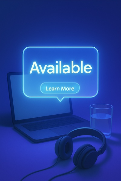 Illuminated 'Available' Text with Modern Elements
