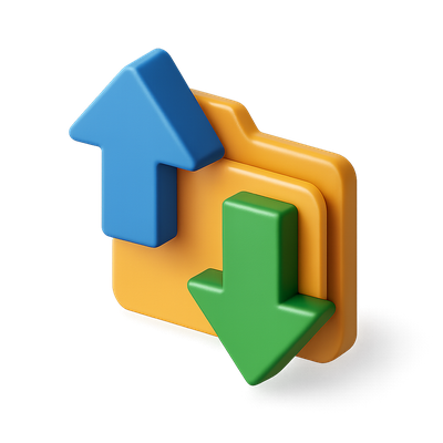 Colorful 3D FTP Transfer Icon with Arrows