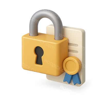 3D SSL Padlock Icon with Certificate Design