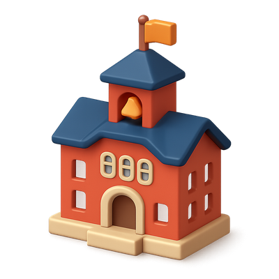 Isometric 3D School Building Icon Design