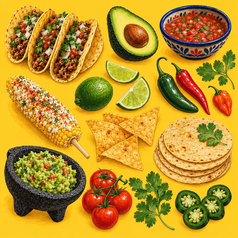 vibrant mexican food elements