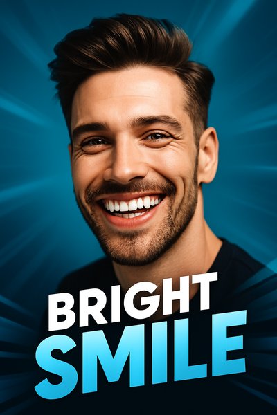 Handsome Man Smiling Brightly for Dental Advertisement