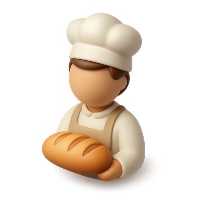 3D Baker Icon with Volumetric Design