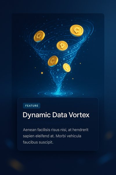 Dynamic Data Vortex with Glowing Coins Illustration