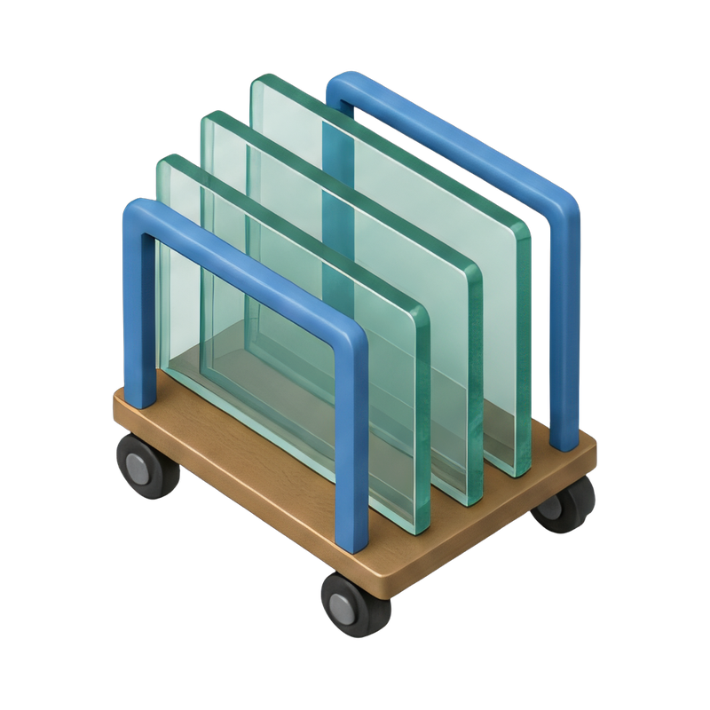Modern glass rack with sheets