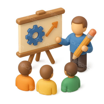 3D Icon Representing Skill Workshop with Attendees